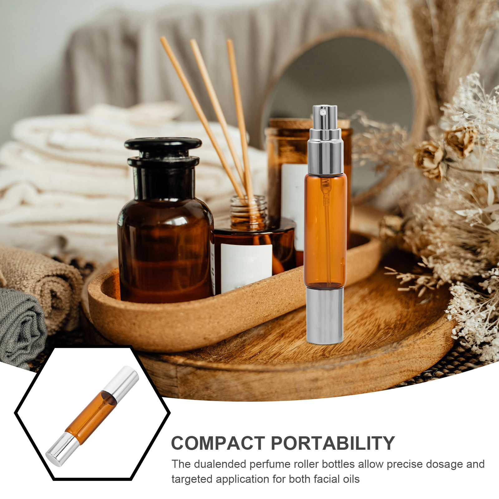 8Pcs Amber Glass Essential Oil - Perfume Travel Set ulasan dan harga