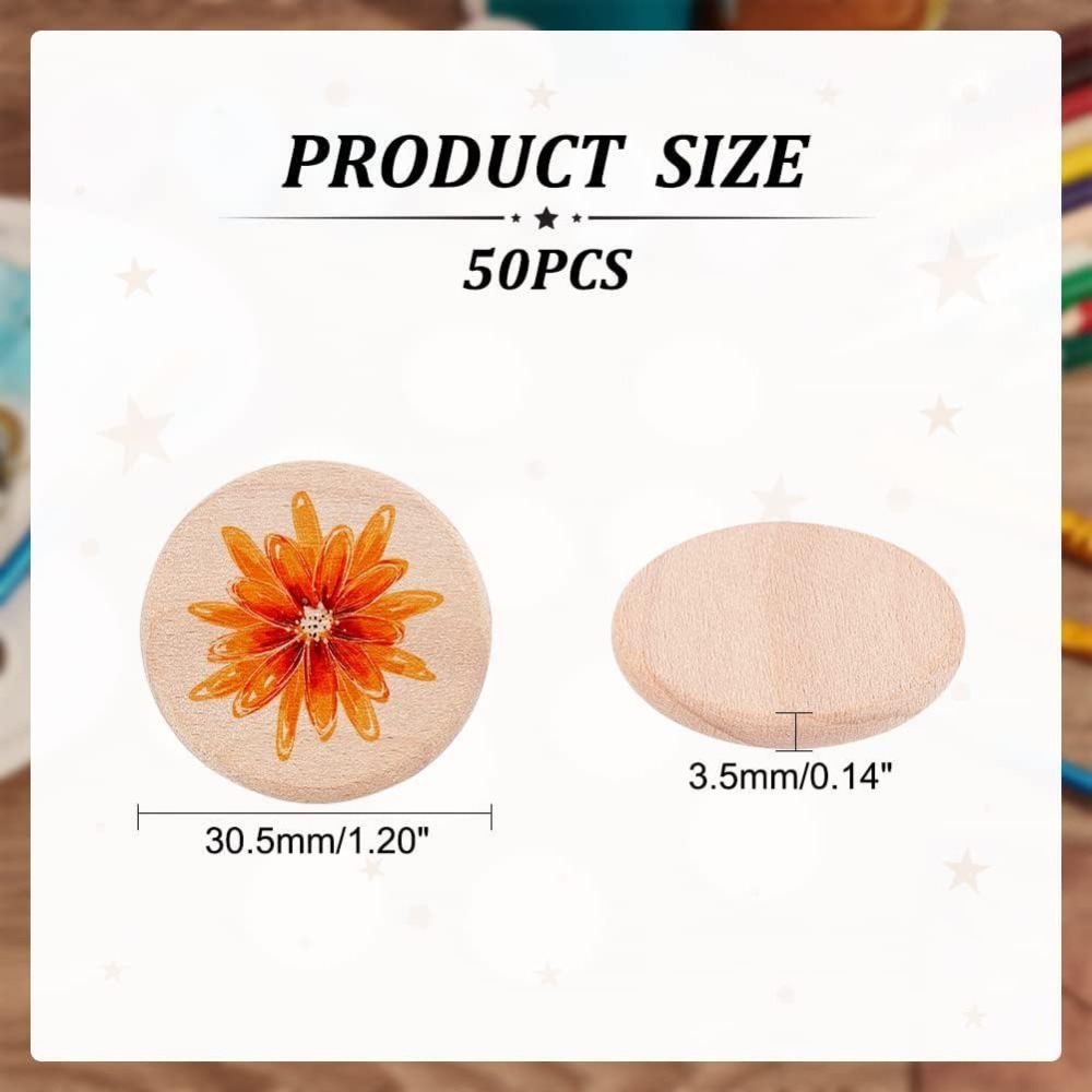 50Pcs 30.5mm Blank Beech Wood  - Oud Wood Chip ulasan dan harga