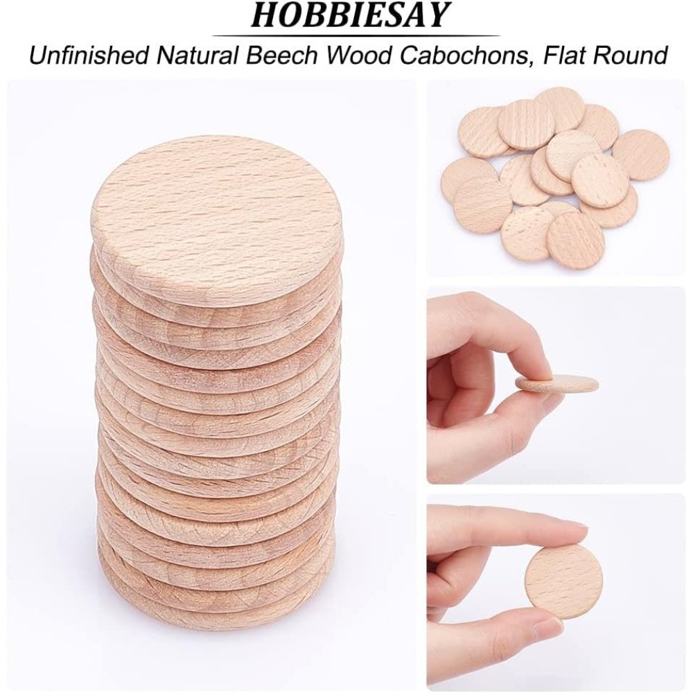 50Pcs 30.5mm Blank Beech Wood  - Oud Wood Chip ulasan dan harga