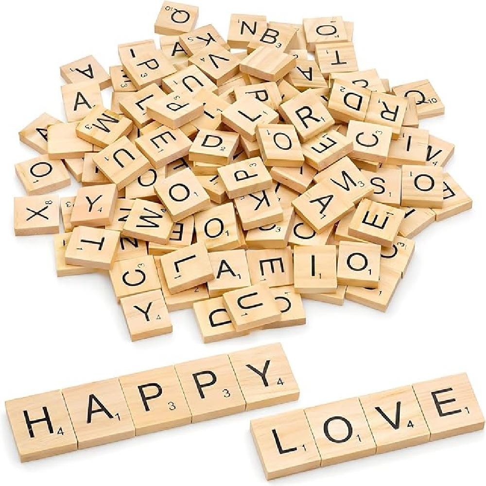 100PCS  Wooden Letter English  - Oud Wood Chip ulasan dan harga