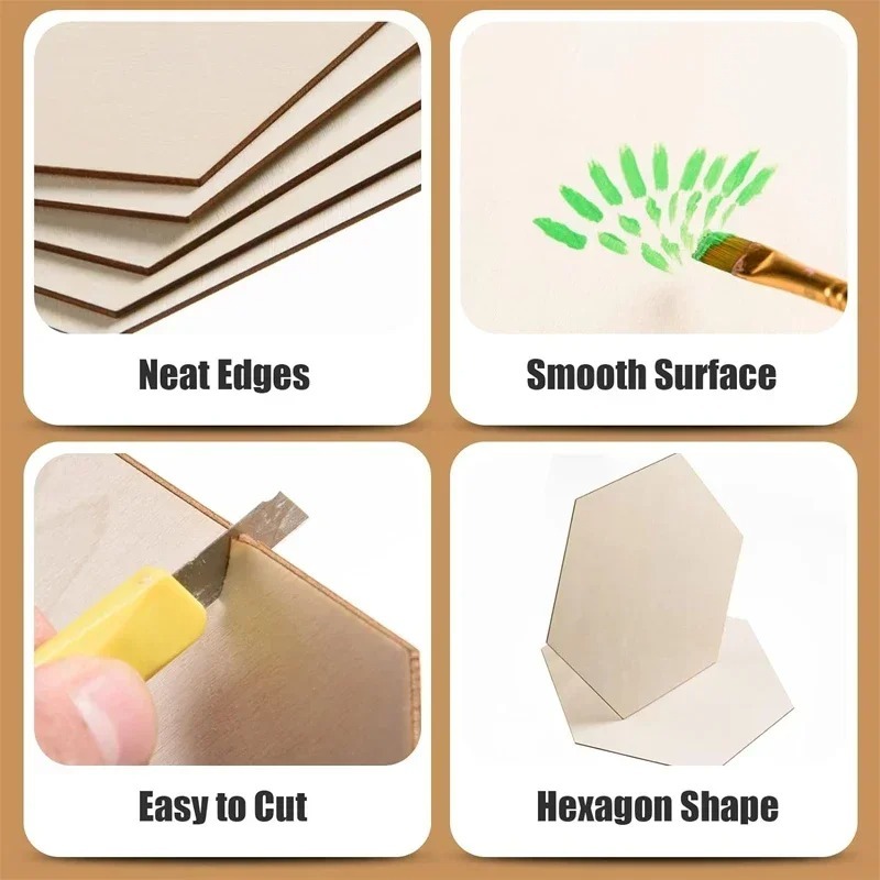 10-120mm Wooden Hexagon Blank  - Oud Wood Chip ulasan dan harga