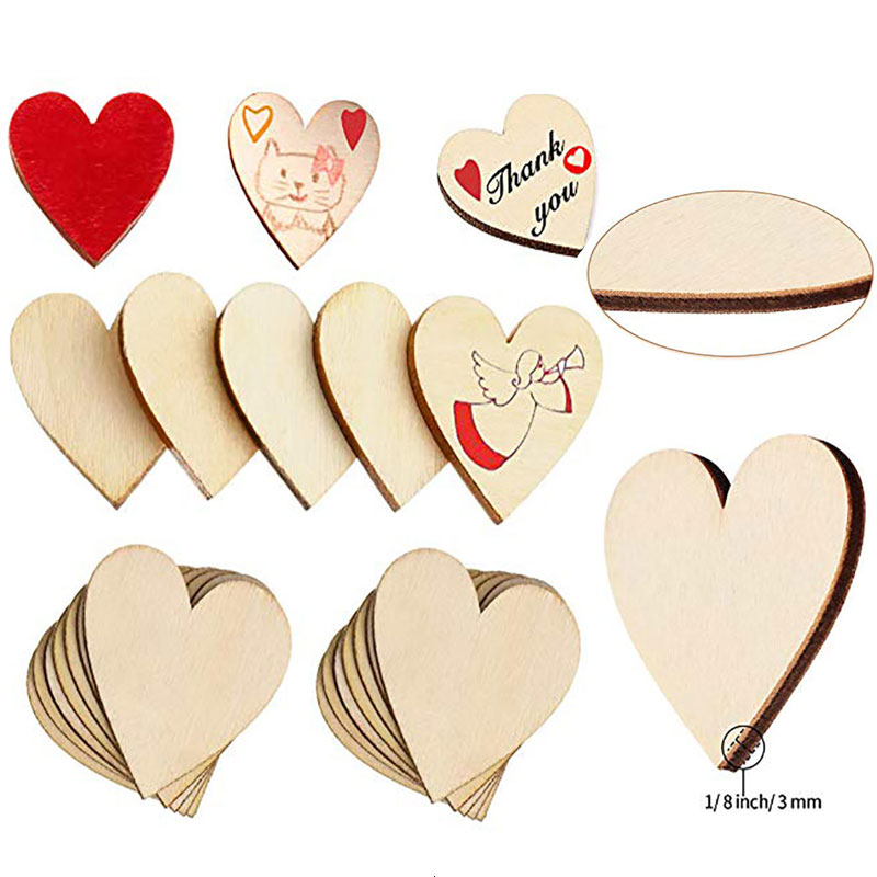 3-100Pcs Unfinished Wooden Hea - Oud Wood Chip ulasan dan harga