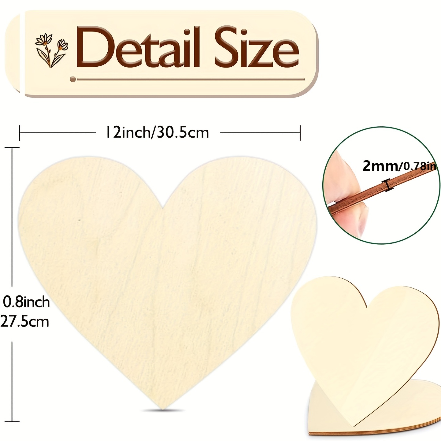 2Pcs 12Inch Blank Heart Cutout - Oud Wood Chip ulasan dan harga