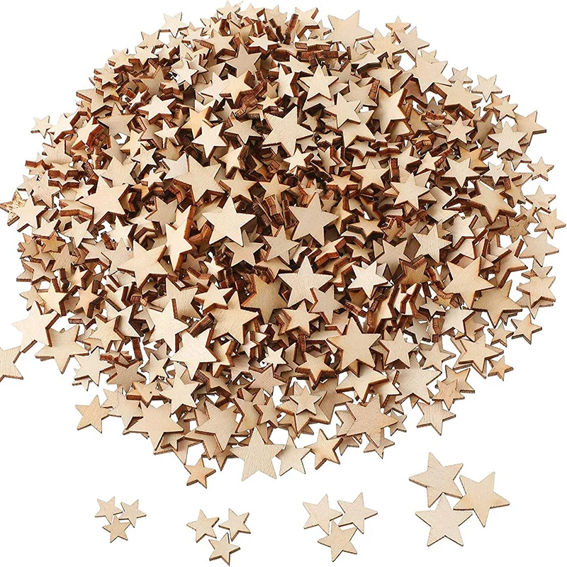 100-500Pcs Mini Wooden Stars B - Oud Wood Chip ulasan dan harga