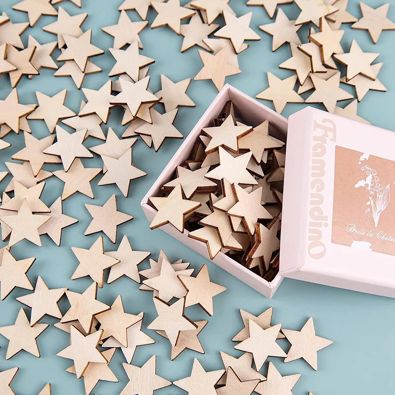 100-500Pcs Mini Wooden Stars B - Oud Wood Chip ulasan dan harga