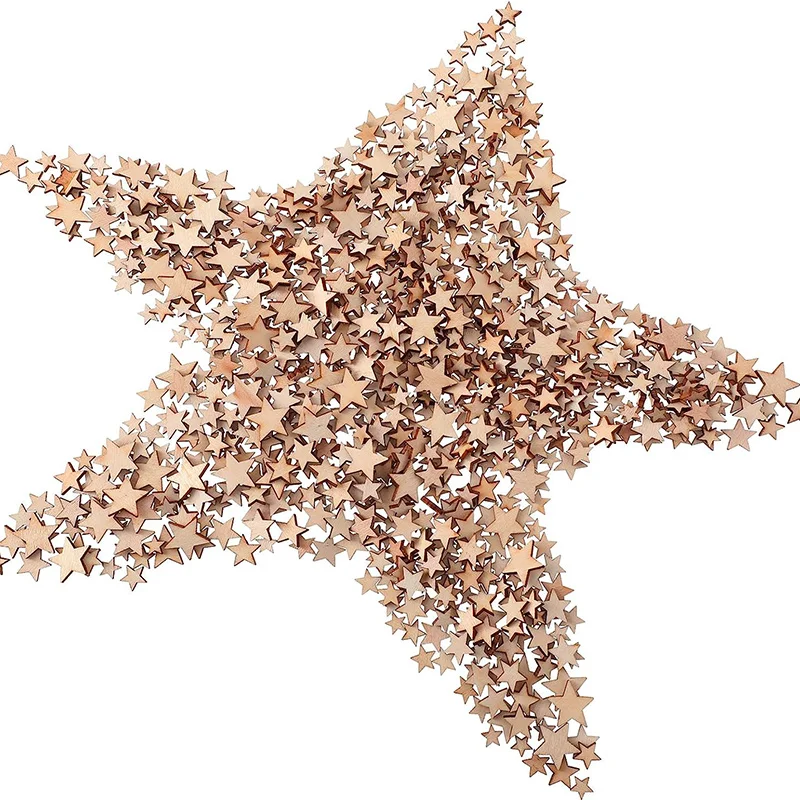 100-500Pcs Mini Wooden Stars B - Oud Wood Chip ulasan dan harga