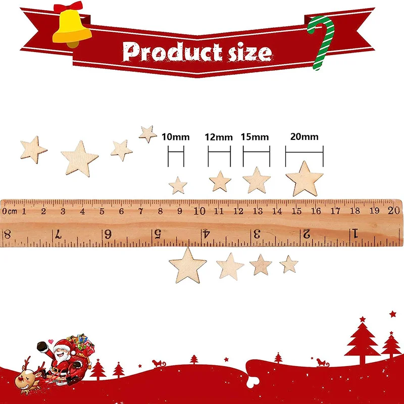 100-500Pcs Mini Wooden Stars B - Oud Wood Chip ulasan dan harga